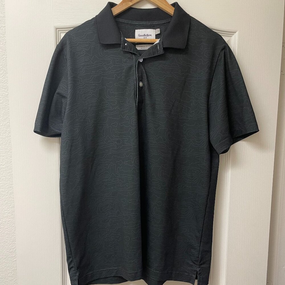 Men's Good Fellow Polo Short Sleeve Shirt Black Size Lg